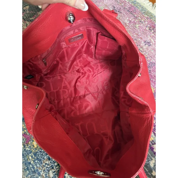 Furla VTG Y2K Cherry Red Leather Tote Bag Mob Wife Luxury EUC Early 2000s Chic - Picture 11 of 13